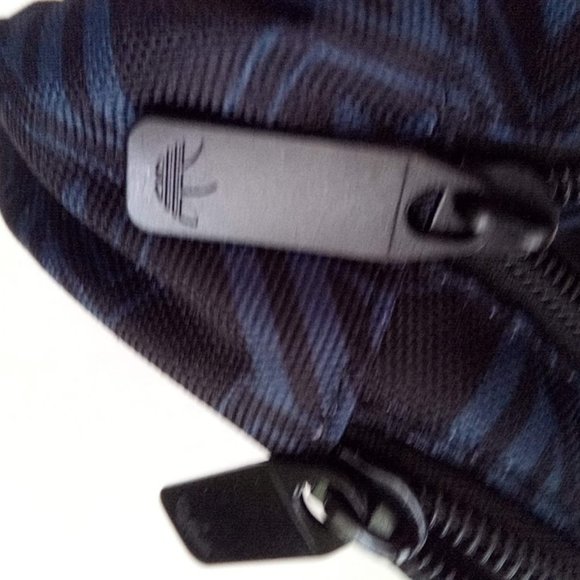 New Adidas Blue Black Monogram Graphic Adjustable Waist Bag Pouch Belt Bag - Picture 15 of 16
